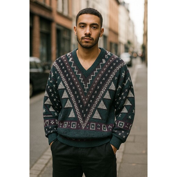 Vintage Urban Works Men’s 80s Retro Grunge Streetwear Indie Sweater Sz Med - Picture 2 of 4